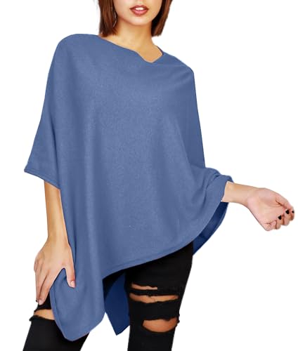 JOPHY & CO. Poncho für Damen, aus Kaschmir-Mischgewebe, denim, L von JOPHY & CO.