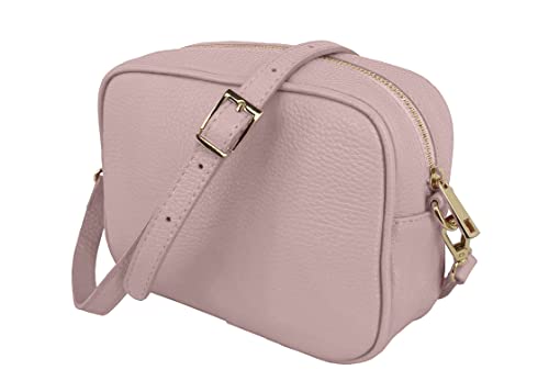 JOPHY & CO. Schultertasche aus echtem Leder mit Reißverschluss für Frauen Artikelnummer: 5275, Rosa, Small von JOPHY & CO.