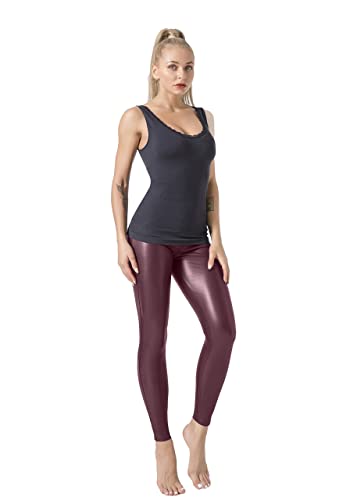 JOPHY & CO. Skinny Damen-Leggings aus Kunstleder, elastisch, Push-Up, glänzende Farben (Cod. 9810), bordeaux, M von JOPHY & CO.