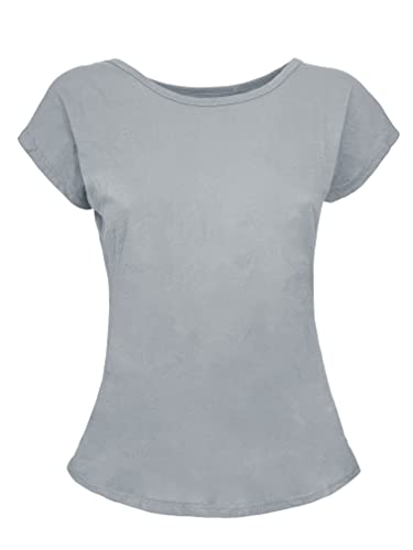 JOPHY & CO. T-Shirt für Damen, kurze Ärmel, 100 % Baumwolle (Code 9051), hellgrau, Small von JOPHY & CO.