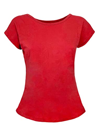 JOPHY & CO. T-Shirt für Damen, kurze Ärmel, 100 % Baumwolle (Code 9051) (XL, Rot/1), Rot/1, X-Large von JOPHY & CO.