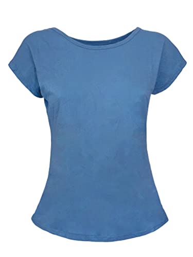 JOPHY & CO. T-Shirt für Damen, kurze Ärmel, 100 % Baumwolle (Code 9051), denim, X-Small von JOPHY & CO.