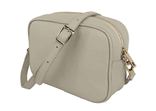 JOPHY & CO. Schultertasche aus echtem Leder mit Reißverschluss für Frauen Artikelnummer: 5275, beige, Large von JOPHY & CO.