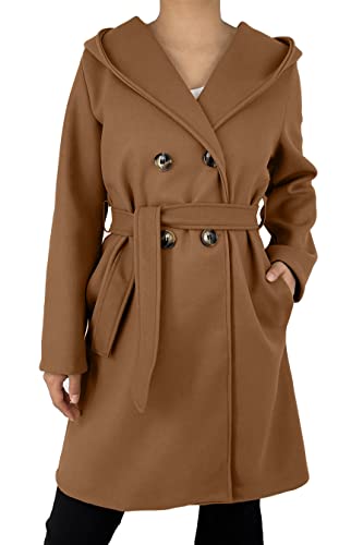 JOPHY & CO. Langärmeliger Wintermantel mit doppeltem Ärmel und Gürtel cod.6595 (DE/NL/SE/PL, Alphanumerisch, 3XL, Regular, Regular, Hellbraun/1) von JOPHY & CO.