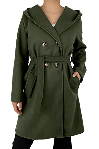 JOPHY & CO. Zweireihiger Damen-Wintermantel mit Taschen und Knöpfen (Code 6557 & 6595) (3XL, Militär/1 (Code 6595)), Militär / 1 (Code 6595), 50 von JOPHY & CO.