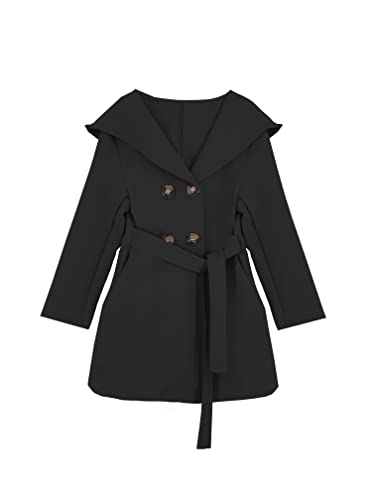 JOPHY & CO. Zweireihiger Mantel für Mädchen mit Kapuze und Taschen (Art. 2078), Schwarz, leicht, 12 Jahre von JOPHY & CO.