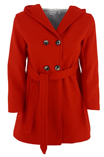 JOPHY & CO. Zweireihiger Mantel für Mädchen mit Kapuze und Taschen (Art. 2078), rot, 10 Jahre von JOPHY & CO.