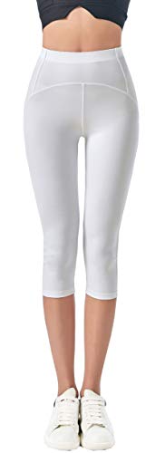 Jophy & Co. 3/4-Leggings für Damen, elastisch, für Yoga und Pilates, Artikelnr. 9901)., Weiß, Large von JOPHY & CO.