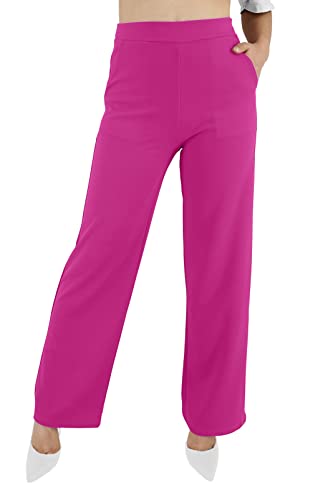 Jophy & Co. Damenhosen mit Taschen, leicht, bequem, weites Bein, elastisch, aus Stoff (Artikelnr. 6503), fuchsia, XXL von JOPHY & CO.