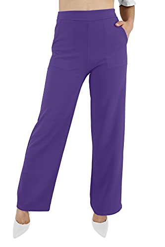 JOPHY & CO. Damenhose mit leichten Taschen, bequem, breiter Pfote, elastisch, aus Stoff (Cod. 6503), violett, M von JOPHY & CO.