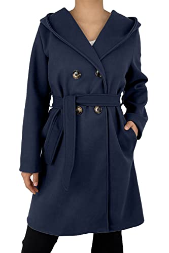 JOPHY & CO. Langärmeliger Wintermantel mit doppeltem Ärmel und Gürtel cod.6595 (DE/NL/SE/PL, Alphanumerisch, XXL, Regular, Regular, Blau/1) von JOPHY & CO.