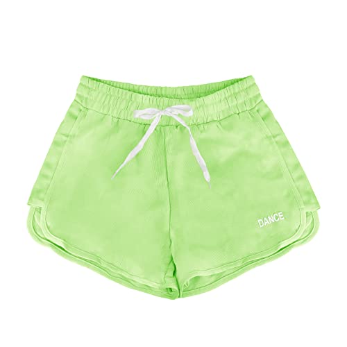 Sportliche Shorts für Damen, kurze Shorts aus Baumwolle mit Kordelzug, Sommer, bequem und atmungsaktiv, für zu Hause, lässig, Joggen, Yoga und Fitness (Code 7800), Grün 7812, L von JOPHY & CO.