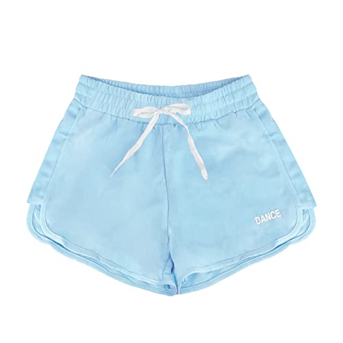 Sportliche Shorts für Damen, kurze Shorts aus Baumwolle mit Kordelzug, Sommer, bequem und atmungsaktiv, für zu Hause, lässig, Joggen, Yoga und Fitness (Code 7800), Hellblau 7812, M von JOPHY & CO.