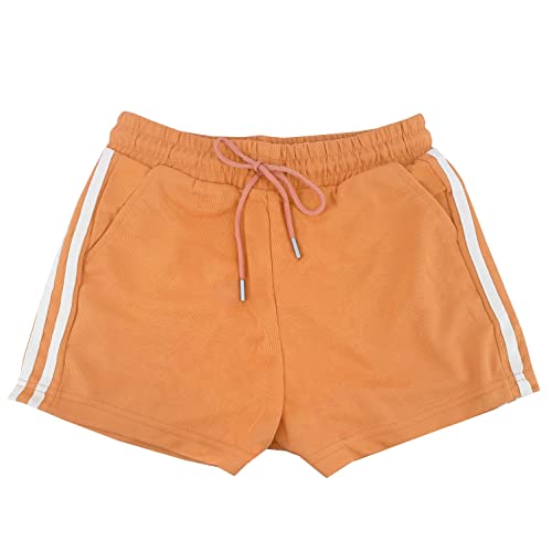 Sportliche Shorts für Damen, kurze Shorts aus Baumwolle mit Kordelzug, Sommer, bequem und atmungsaktiv, für zu Hause, lässig, Joggen, Yoga und Fitness (Code 7800), Orange 7813, XL von JOPHY & CO.