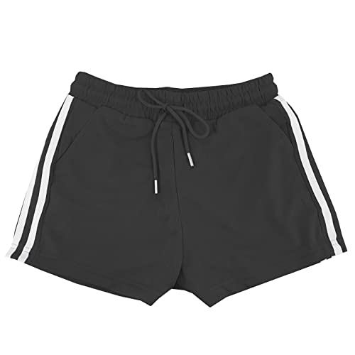 Sportliche Shorts für Damen, kurze Shorts aus Baumwolle mit Kordelzug, Sommer, bequem und atmungsaktiv, für zu Hause, lässig, Joggen, Yoga und Fitness (Code 7800), Schwarz 7813, XXL von JOPHY & CO.