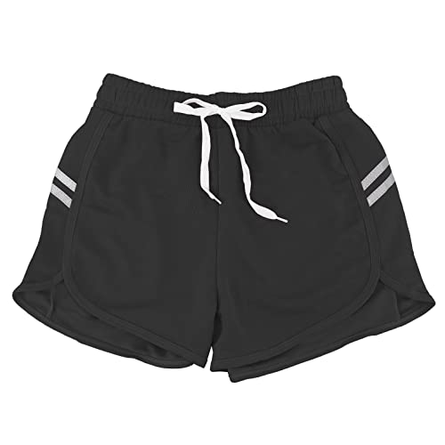Sportliche Shorts für Damen, kurze Shorts aus Baumwolle mit Kordelzug, Sommer, bequem und atmungsaktiv, für zu Hause, lässig, Joggen, Yoga und Fitness (Code 7800), Schwarz 7808, XXL von JOPHY & CO.