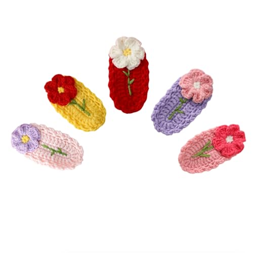 Gehäkelte gestrickte Haarspangen für Mädchen Kindertag Geburtstag Weihnachtsgeschenke Haarschmuck Spangen Starker Halt Kieferklemme für Dickes Dünnes Haar Makeup Anwendung (Kleine Blumen) von JOPOYOCO