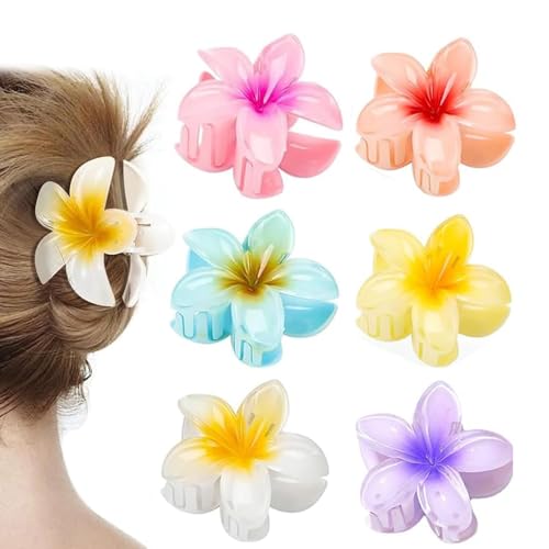6 x Blumen-Haarspangen, rutschfest, hawaiianische Haarklammern für Damen, lebendige Farben für Strand, Hochzeit, Party und den täglichen Gebrauch 6 x Blumen-Haarspangen, rutschfest, hawaiianische Haarklammern für Damen, lebendige Farben für Strand, Hochzeit, Party und den täglichen Gebrauch von JOPWUE