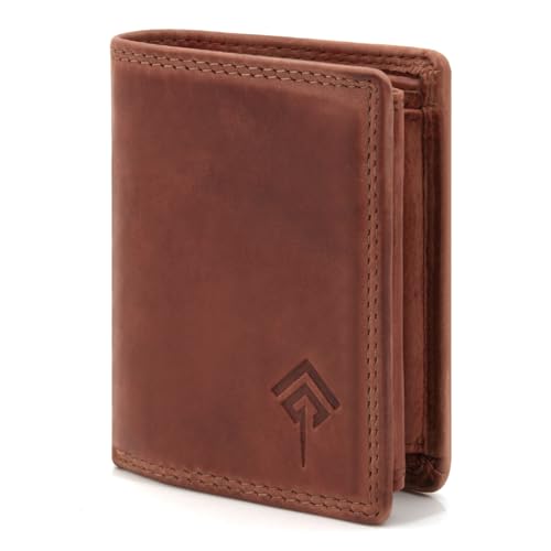 JOREY Slim Wallet Herren aus Echtleder – kleine Geldbörse im Hochformat mit RFID-Schutz – Geldbeutel kompakt aus Wasch-Leder (Bordo) von JOREY