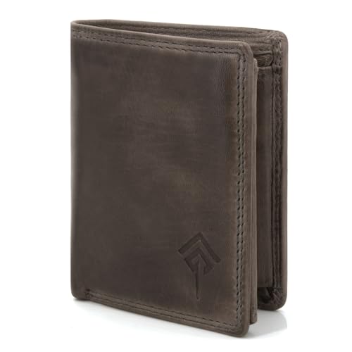 JOREY Slim Wallet Herren aus Echtleder – kleine Geldbörse im Hochformat mit RFID-Schutz – Geldbeutel kompakt aus Wasch-Leder (Taupe) von JOREY