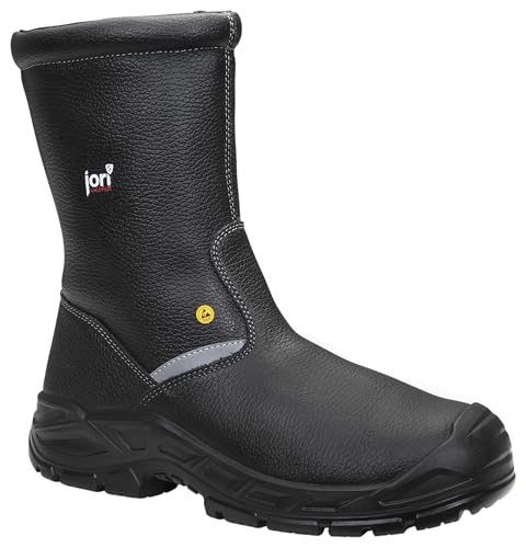 JORI Sicherheitsschlupfstiefel (Form C) jo_Tough High ESD S3 CI, Damen und Herren, Leder, Stahlkappe, robust, Schwarz 48, Schwarz von JORI