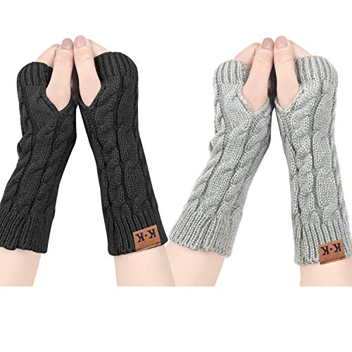 JORYEE Fingerlose Handschuhe Damen - Armstulpen Handschuhe Damen Winter Pulswärmer Warm Weiche Gestrickte Handschuhe Stulpen Damen Hand von JORYEE