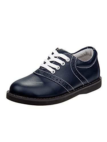 Josmo Unisex-Kinder Mädchen Oxfords Sattel Uniform Schule Lederschuhe, Marineblau, 4 Big Kid von JOSMO