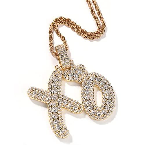 JOTUDE Europa und die Vereinigten Staaten Hip-Hop-Paare XO Buchstaben asymmetrische Anhänger Temperament Halskette Männer und Frauen universal Schmuck Geschenk (Color : Gold) von JOTUDE