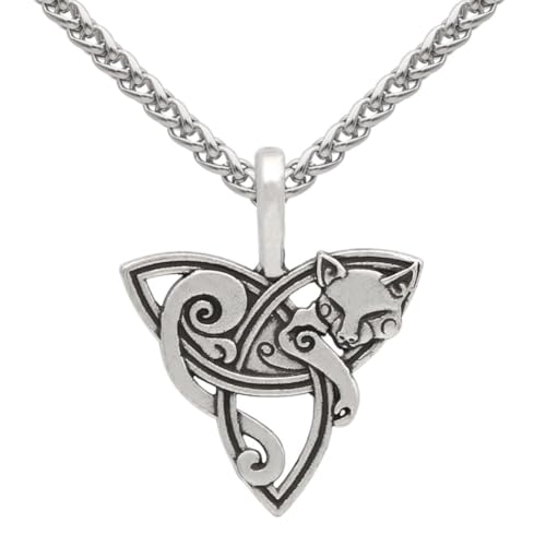 Nordischer Fuchs Halskette Wikinger Slawischer Fuchs Halskette Männer, Junge, Skandinavische Halskette Authentischer Wikingerschmuck Fuchsschmuck Geschenk, Mädchen (Color : Silver_BSK Chain) von JOTUDE