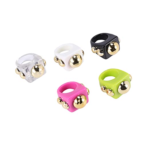 JOUSE 5 StüCke Y2K Chunky Retro Harz Acryl Ring Kunststoff Ringe Kinder Ring Nette SüßIgkeiten Ring Finger Ring für Frauen von JOUSE