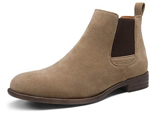 JOUSEN Herren Chelsea Boots Casual Mode Stiefeletten Wildleder Elastische Stiefel für Männer, Grau (mushroom), 44 EU von Jousen