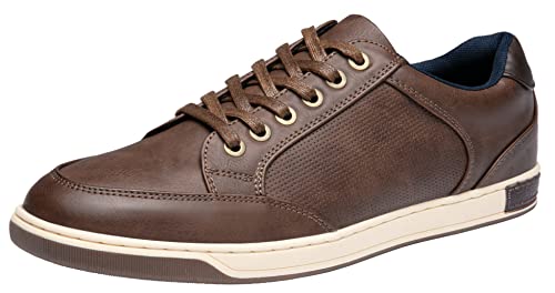 JOUSEN Herren Leder Schnürschuhe Sneaker Mode Schuhe für Herren, Braun (Dunkelbraun), 49 EU von Jousen