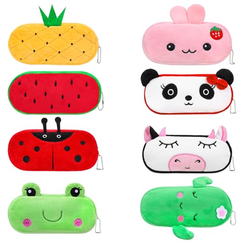 JOUTYFOR Cartoon-Federmäppchen mit Reißverschluss, Tier- und Obst-Federmäppchen, Plüsch-Federmäppchen, Japanisch, Kawaii, Schreibwaren-Tasche für Kinder, Jungen, Mädchen, Studenten, Klassenzimmer, 8 von JOUTYFOR