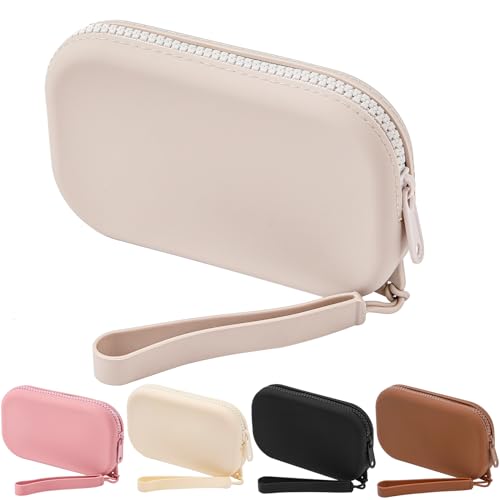 JOVAKIT Kleine tragbare Silikon-Make-up-Tasche für Damen und Mädchen, Reise-Kosmetiktasche, Geschenke für Frauen, Reißverschluss, Make-up-Tasche mit Griff, GRAU von JOVAKIT