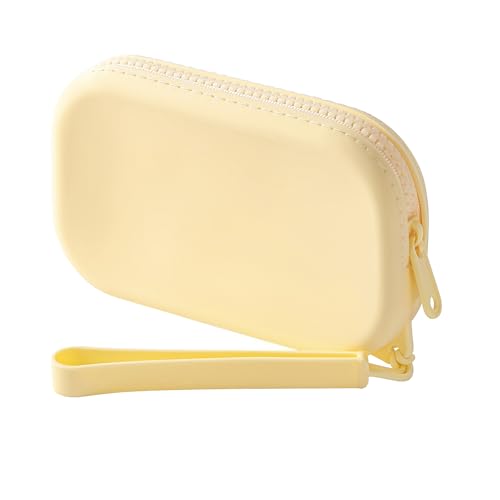 JOVAKIT Kleine tragbare Silikon-Make-up-Tasche für Frauen, Reise-Kosmetiktasche, Geschenke für Frauen, Reißverschluss, Make-up-Tasche mit Griff, gelb von JOVAKIT