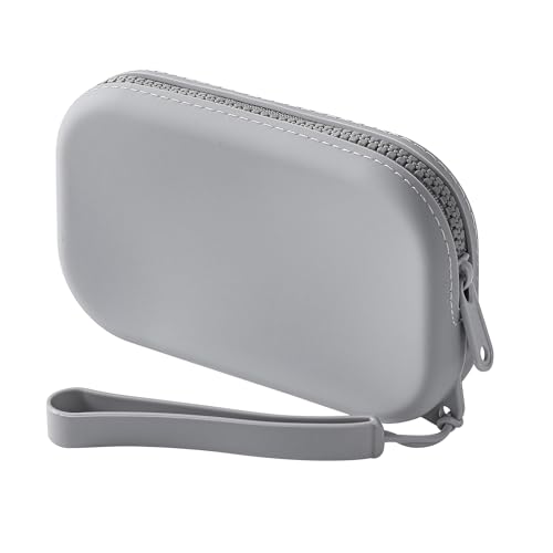 JOVAKIT Kleine tragbare Silikon-Make-up-Tasche für Frauen, Reise-Kosmetiktasche, Geschenke für Frauen, Reißverschluss, Make-up-Tasche mit Griff, grau dunkel von JOVAKIT