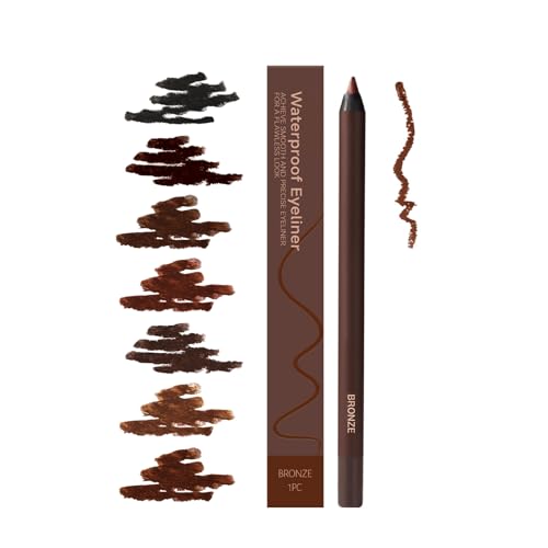 24 Stunden Wasserfester Eyeliner, Hochpigmentierter, Anspitzbarer Duo Kajalstift, Langanhaltender Make-up Augenstift, Wisch- und Schweißresistente Formel, Weiche und Verblendbare Textur (Bronze) von JOVIAL