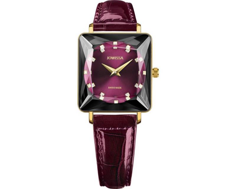 JOWISSA Armband Jowissa Facet Princess Damenuhr J8.062.M Leder dunkelrot (kein Set, 1-tlg., kein Set) von JOWISSA