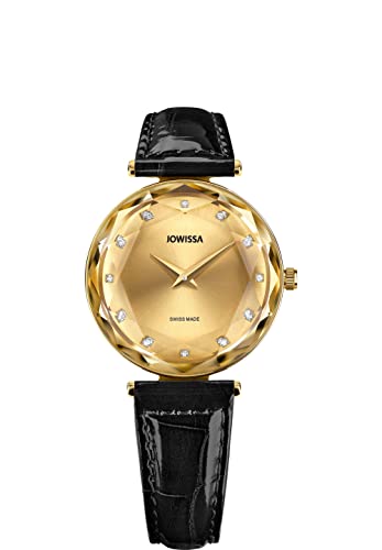 JOWISSA Schwarz/Gold Facet Brilliant Schweizer Damenuhr J5.751.M von JOWISSA