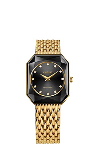 JOWISSA Schwarz/Gold Facet Radiant Schweizer Damenuhr J8.078.M von JOWISSA