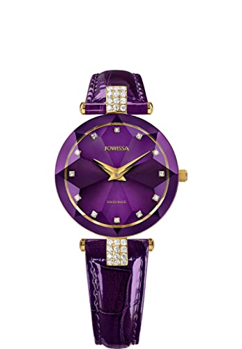 JOWISSA Violett/Gold Facet Strass Schweizer Damenuhr J5.616.M von JOWISSA