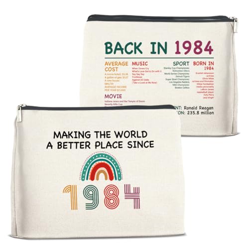 JOWMIJ Geschenk zum 40. Geburtstag für Frauen, 40 Jahre altes Geschenk für Mutter, Tante, Ehefrau, Freundin, Schwester, Bestie, 1984 Geburtstagsgeschenke, Make-up-Tasche, Kosmetiktasche, Bunt von JOWMIJ