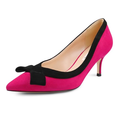 JOY IN LOVE Pumps mit Kätzchen-Absatz für Damen, spitzer Zehenbereich, Schleife, Kleid Pumps, Fuchsia Wildleder, 39.5 EU JOY IN LOVE Pumps mit Kätzchen-Absatz für Damen, spitzer Zehenbereich, Schleife, Kleid Pumps, Fuchsia Wildleder, 39.5 EU von JOY IN LOVE