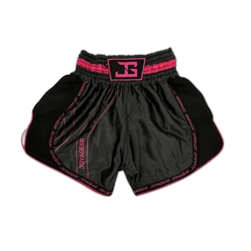 JOYA GEAR JOYA Muay Thai Shorts - Schwarz Pink - Größe XL - MMA Hose - Boxing Shorts - Muay Thai Hose - Kickbox Hose - Thai Boxing Shorts - Boxen Hose - Thai-Bund - aus hochwertigem Polyester von JOYA GEAR
