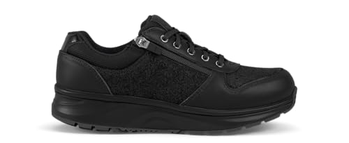 JOYA Dynamo Zip Black II - Damen Sneaker aus Vollnarbenleder und weichem Nubukleder im Retro-Look, mit zusätzlichem Reißverschluss von JOYA