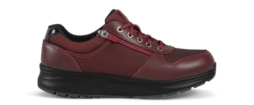 JOYA Dynamo Zip Red II - Damen Sneaker aus Vollnarbenleder und weichem Nubukleder im Retro-Look, mit zusätzlichem Reißverschluss von JOYA