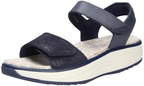 JOYA Flores Dark Blue - Damen Sandalen aus Premium-Leder und glitzerndem Veloursleder - 37 von JOYA