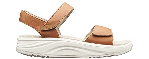 JOYA Flores Light Brown, Damen Cross-Sandale aus Glattleder mit verstellbarem Klettverschluss, hellbraun, 41 von JOYA