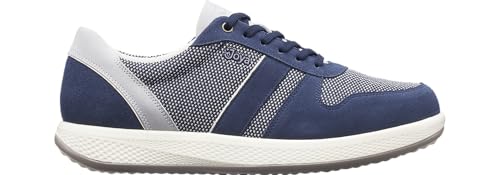 JOYA Sven Blue, Herrensneaker aus Veloursleder sowie Textil für gesundes, entspanntes Gehen im Alltag mit Massageeffekt an der Fußsohle, schicke Freizeitschuhe in dunklem Blau von JOYA