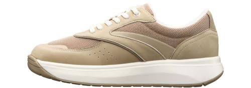 JOYA Sydney II Beige, Sneaker für Damen aus Nubukleder und Mesh mit reflektierenden Details, beige, 36 1/3 von JOYA